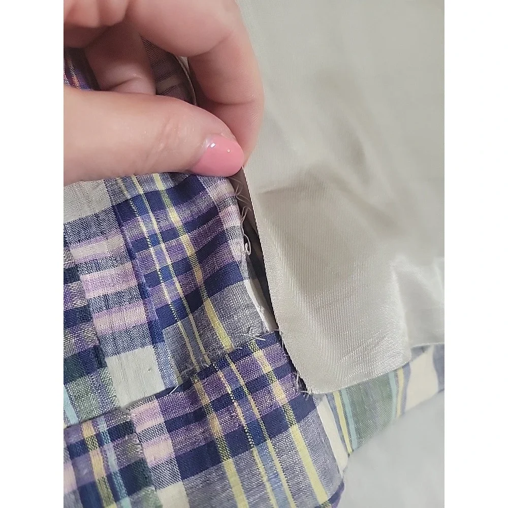 Vintage Brooks Brothers Multicolor Plaid Madras Cotton Sack Blazer 43L